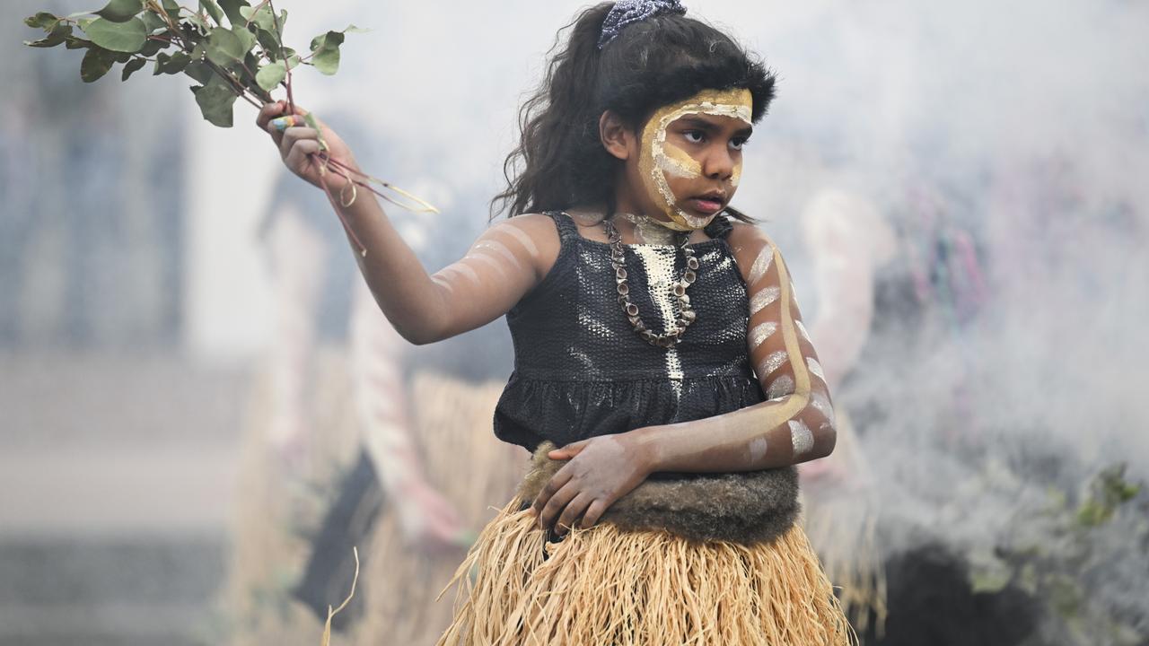 An Indigenous dancer at the Smoking ceremony to start the 48th parliament at Parliament House in Canberra. Picture: NewsWire / Martin Ollman