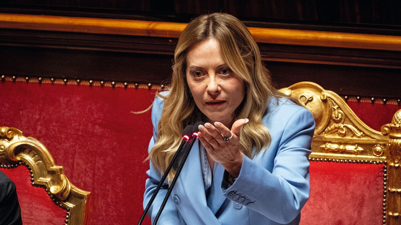 Giorgia Meloni, Italy’s prime minister, speaks to the Italian Senate